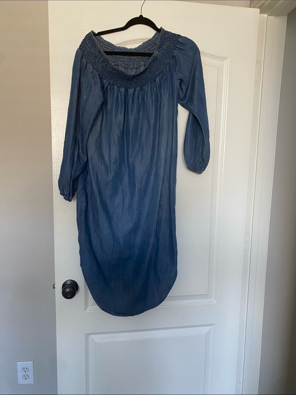 Blue Off-Shoulder Midi Dress - Casual Women's Dress